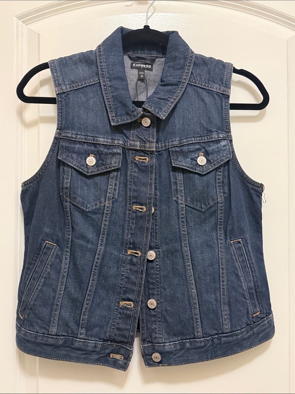 Express Sleeveless Indigo Denim Jacket Vest